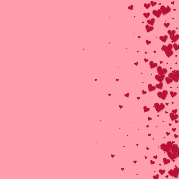 Rote Herzen Lieben Konfettis Valentinstag Steigung Schönen Hintergrund Fallen Bestickte — Stockvektor