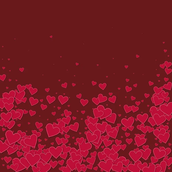 Corazón Rojo Ama Los Confettis Día San Valentín Cayendo Lluvia — Vector de stock