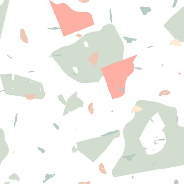 Terrazzo kusursuz desen. İç dekorasyon için minimalist döşeme taşı. Terrazzo pürüzsüz desenli, serin renklerde. Doğal taşlardan, granitten, kuvarstan, mermerden, betondan yapılmış arkaplan. 