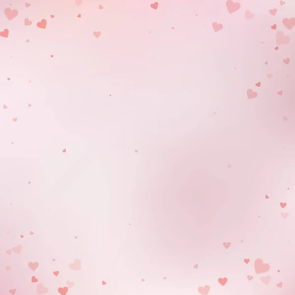 赤いハートの愛の告白 バレンタインデーのヴィネットの興味深い背景 繊細な背景に透明感のあるハートのコンフェッティを落下 見事なベクトル図 — ストックベクタ