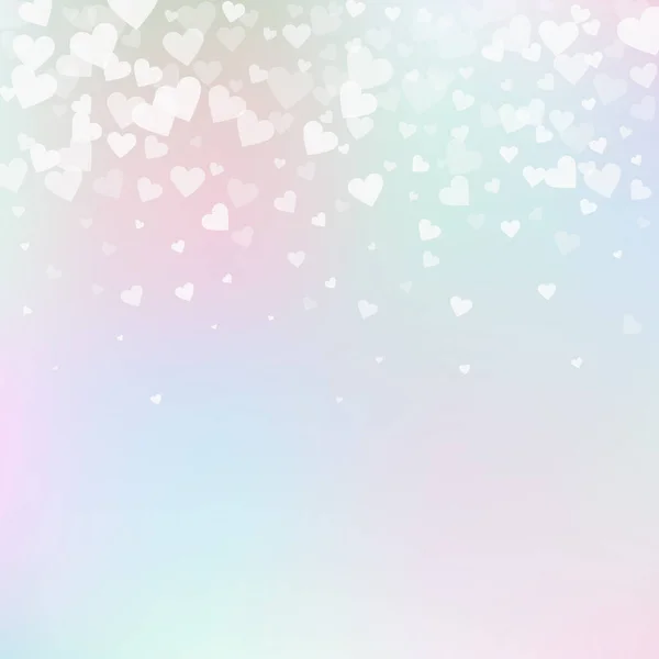 白い心の愛の告白 バレンタインデーのグラデーション実際の背景 ピンクがかった背景に透明感のあるハートのコンフェッティを落下 かわいいベクトルイラスト — ストックベクタ