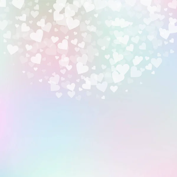 Bílé Srdce Miluje Konfety Valentýn Půlkruh Pro Pozadí Padající Transparentní — Stockový vektor