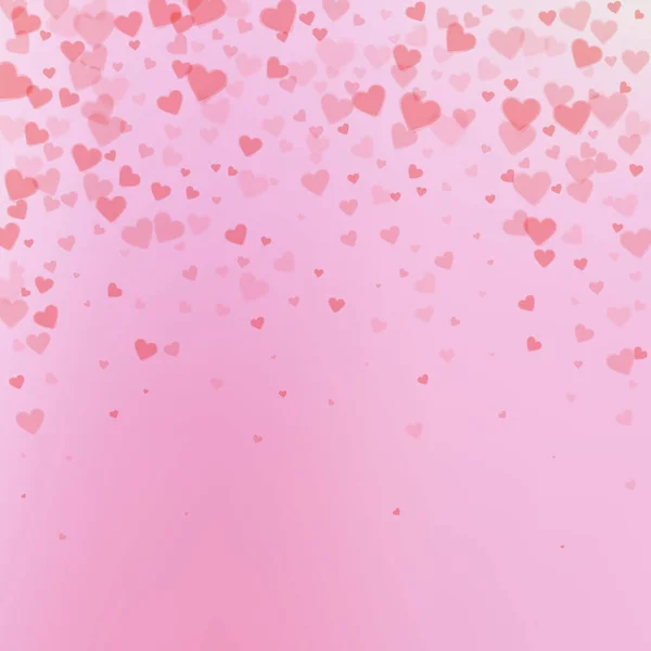 Rote Herzen Lieben Konfettis Valentinstag Regen Dramatischen Hintergrund Fallen Transparente — Stockvektor
