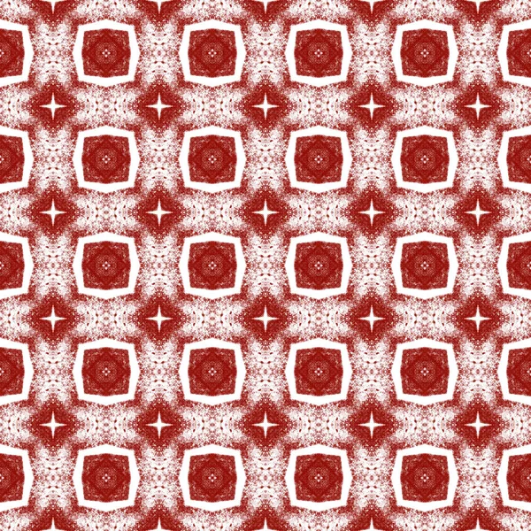 Ikat Wiederholt Bademoden Design Maroon Symmetrischen Kaleidoskop Hintergrund Sommer Ikat — Stockfoto