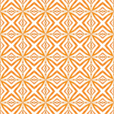 Organik fayans. Turuncu alışılmadık boho şık yaz tasarımı. Tekstil hazır ekstra baskı, mayo kumaş, duvar kağıdı, ambalaj. Moda organik yeşil kenar.