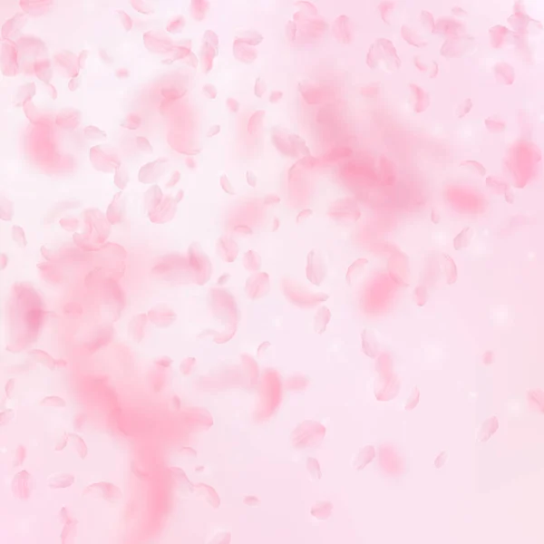 Sakura Szirmok Zuhan Romantikus Rózsaszín Virágok Színátmenet Repülő Szirmok Rózsaszín — Stock Fotó
