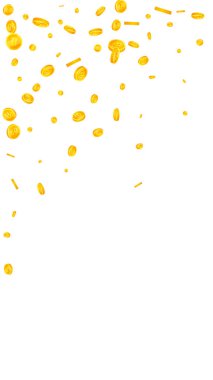 Bitcoin, internet para birimleri düşüyor. Uygun dağılmış BTC paraları. Kripto para, dijital para. Büyük ikramiye, servet ya da başarı konsepti. Vektör illüstrasyonu.