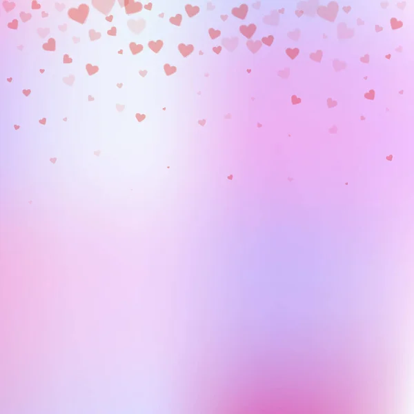Rote Herzen Lieben Konfettis Valentinstag Gradient Erhabenen Hintergrund Fallende Transparente — Stockvektor