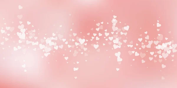Witte Hart Liefde Confettis Valentijnsdag Vallende Regen Wonderbaarlijke Achtergrond Vallende — Stockvector