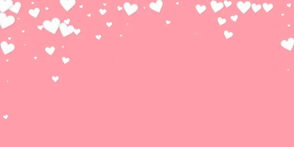 Bílé Srdce Miluje Konfety Valentýn Padající Déšť Zábavné Pozadí Padající — Stockový vektor