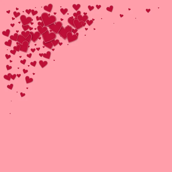 Красное Сердце Любит Конфетти День Святого Валентина Уголок Удивительный Фон — стоковый вектор