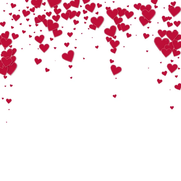 Cuore Rosso Adora Confetti San Valentino Caduta Pioggia Sfondo Aggraziato — Vettoriale Stock
