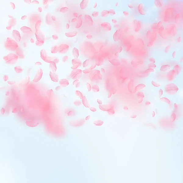 Des Pétales Sakura Tombent Romantique Dégradé Fleurs Roses Pétales Volantes — Photo