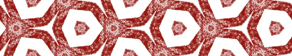Etnische Hand Geschilderd Naadloze Rand Wijn Rode Symmetrische Caleidoscoop Achtergrond — Stockfoto