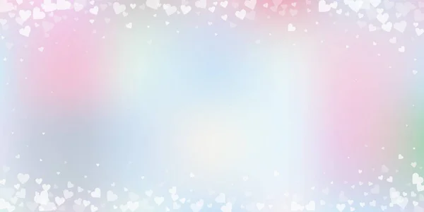 Weiße Herzen Lieben Konfettis Valentinstag Vignette Ungewöhnlichen Hintergrund Fallende Transparente — Stockvektor