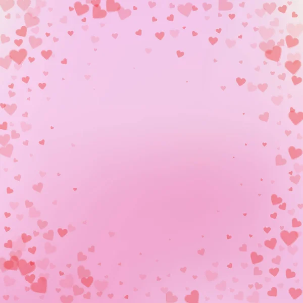 Rote Herzen Lieben Konfettis Valentinstag Vignette Liebenswerten Hintergrund Fallende Transparente — Stockvektor