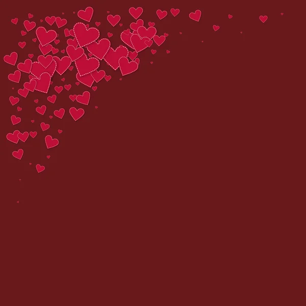 Czerwone Serce Kocha Zapalenie Confettis Walentynki Rogu Autentyczne Tło Spadające — Wektor stockowy