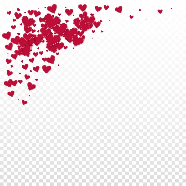 Красное Сердце Любит Конфетти День Святого Валентина Уголок Красивый Фон — стоковый вектор