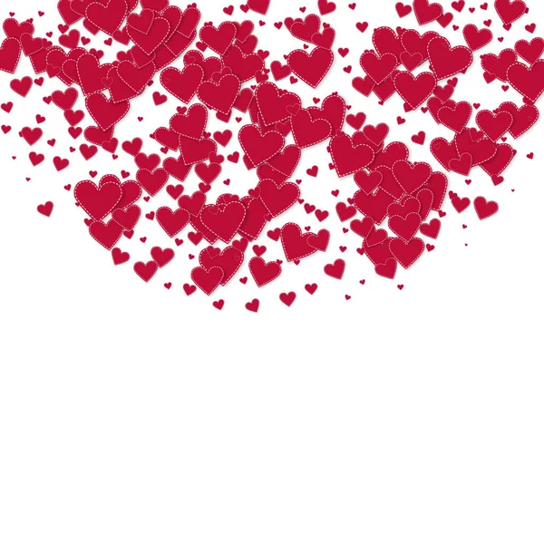 Cuore Rosso Adora Confetti Semicerchio San Valentino Sfondo Incantevole Coriandoli — Vettoriale Stock