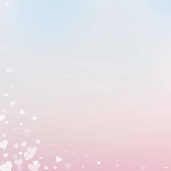 Witte Hart Liefde Confettis Valentijnsdag Hoek Uitstekende Achtergrond Vallende Transparante — Stockvector