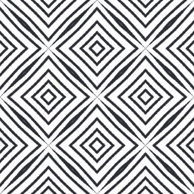 Çizgili el çizimi desen. Siyah simetrik kaleydoskop. Çizgili elle çizilmiş fayans tekrarlanıyor. Tekstil hazır şaşırtıcı baskı, mayo kumaş, duvar kağıdı, ambalaj..