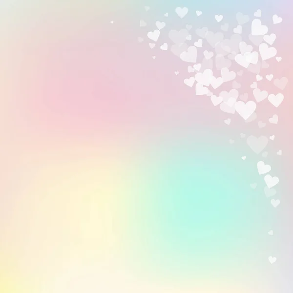 White Heart Love Confettis Valentine Day Corner Radiant Background Falling — Stock Vector
