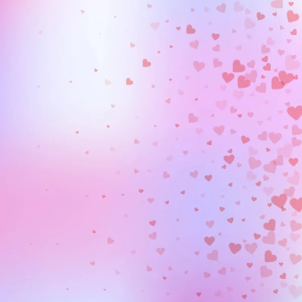 Rote Herzen Lieben Konfettis Valentinstag Gradient Exotischen Hintergrund Fallende Transparente — Stockvektor