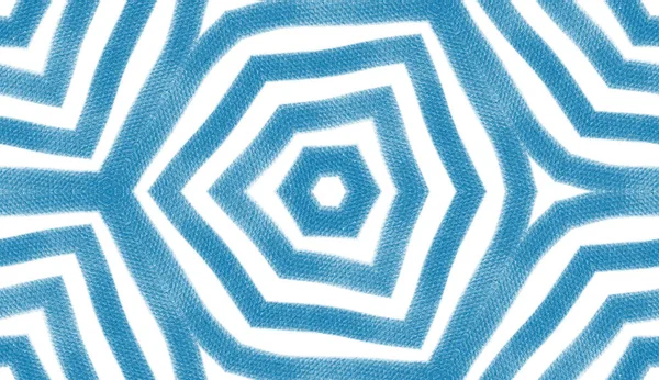 Proužkovaný Ručně Kreslený Vzor Modré Symetrické Kaleidoskopické Pozadí Opakující Ručně — Stock fotografie