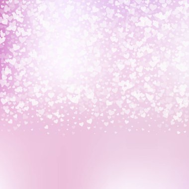 Beyaz kalp konfetileri sever. Sevgililer Günü gradyan ender bulunan bir geçmişi var. Hassas arka planda şeffaf kalp konfetileri. Egzotik vektör illüstrasyonu.