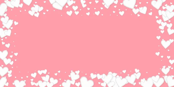 White Heart Love Confettis Valentine Day Frame Marvelous Background Falling — Stock Vector