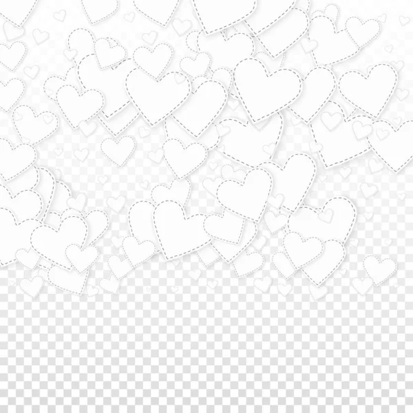 Weiße Herzen Lieben Konfettis Valentinstag Gefälle Überwältigenden Hintergrund Fallen Bestickte — Stockvektor