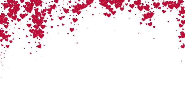 Cuore Rosso Adora Confetti San Valentino Caduta Pioggia Sfondo Seducente — Vettoriale Stock