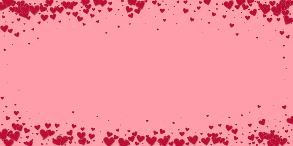 Rote Herzen Lieben Konfettis Valentinstag Vignette Sehenswert Hintergrund Fallen Bestickte — Stockvektor