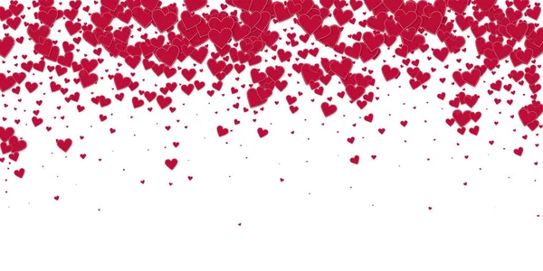 Cuore Rosso Adora Confetti San Valentino Che Cade Pioggia Sfondo — Vettoriale Stock