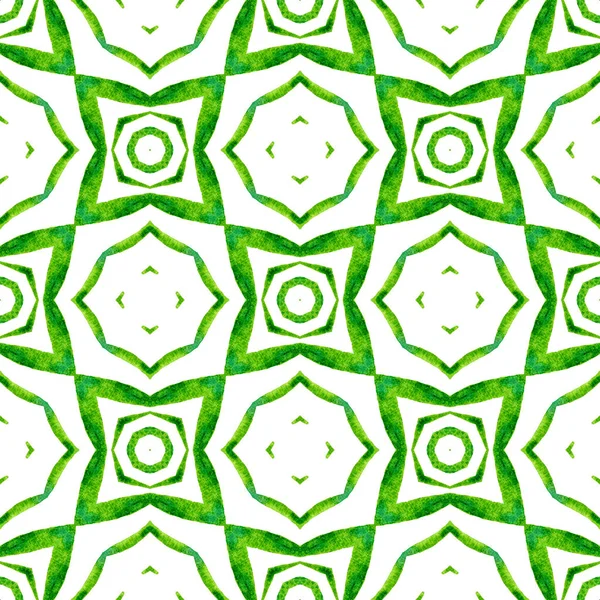 Zöld Geometrikus Ékzár Akvarell Határ Zöld Gyönyörű Boho Elegáns Nyári — Stock Fotó