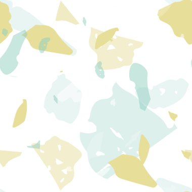 Terrazzo kusursuz desen. Pastel Venedik kaldırım taklidi fayans. Terrazzo pürüzsüz desenli, serin renklerde. Doğal taşlardan, granitten, kuvarstan, mermerden, betondan yapılmış arkaplan. 