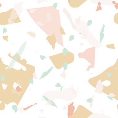 Terrazzo kusursuz desen. İç dekorasyon için minimalist döşeme taşı. Terrazzo pürüzsüz desenli, serin renklerde. Doğal taşlardan, granitten, kuvarstan, mermerden, betondan yapılmış arkaplan. 