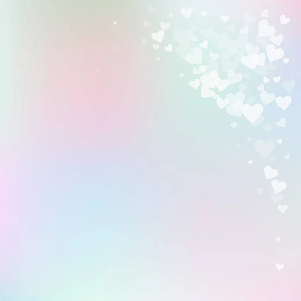 Weiße Herzen Lieben Konfettis Valentinstag Ecke Seltener Hintergrund Fallende Transparente — Stockvektor