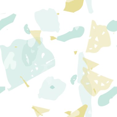 Terrazzo kusursuz desen. Pastel Venedik kaldırım taklidi fayans. Terrazzo pürüzsüz desenli, serin renklerde. Doğal taşlardan, granitten, kuvarstan, mermerden, betondan yapılmış arkaplan. 