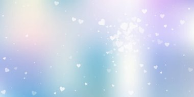 White heart love confettis. Valentine's day explosion gorgeous background. Falling transparent hearts confetti on tender background. Divine vector illustration.
