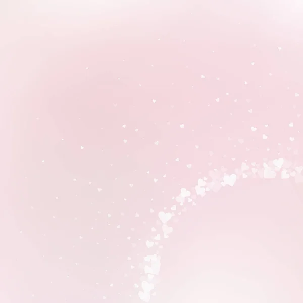 White Heart Love Confettis Valentine Day Corner Enchanting Background Falling — Vettoriale Stock