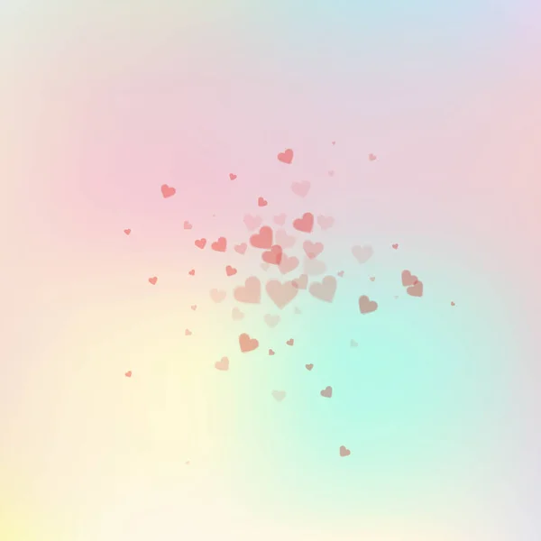 Red Heart Love Confettis Valentine Day Explosion Dazzling Background Falling — Stockvektor
