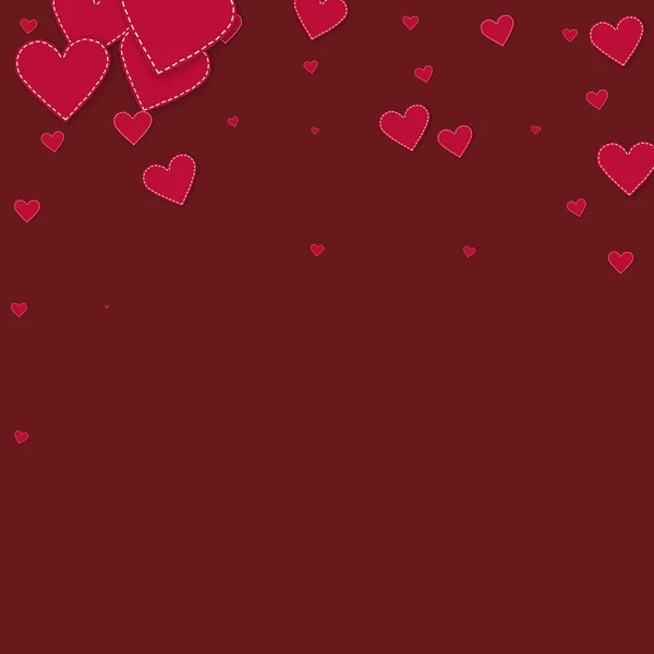 Red Heart Love Confettis Valentine Day Falling Rain Unequaled Background — Vetor de Stock