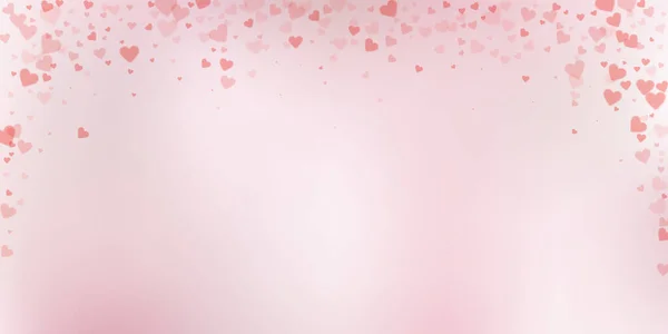 Red Heart Love Confettis Valentine Day Falling Rain Glamorous Background — Stock vektor