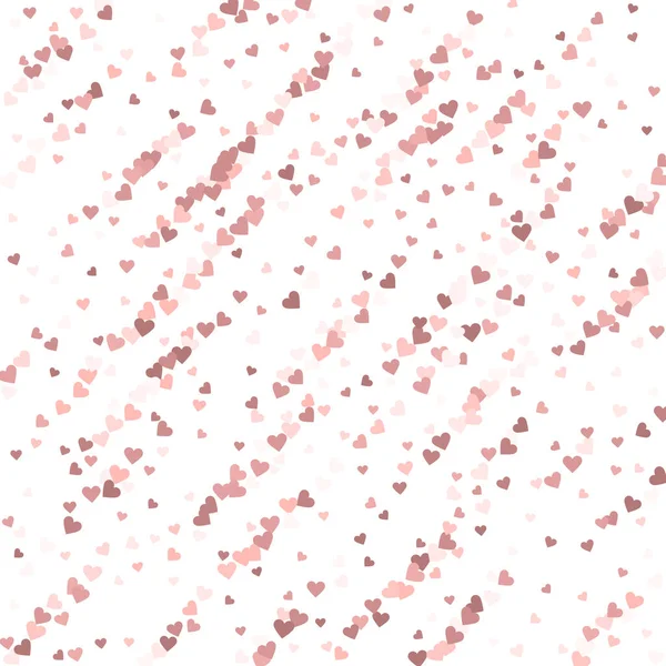 Pink Heart Love Confettis Valentine Day Falling Rain Elegant Background — Stock Vector