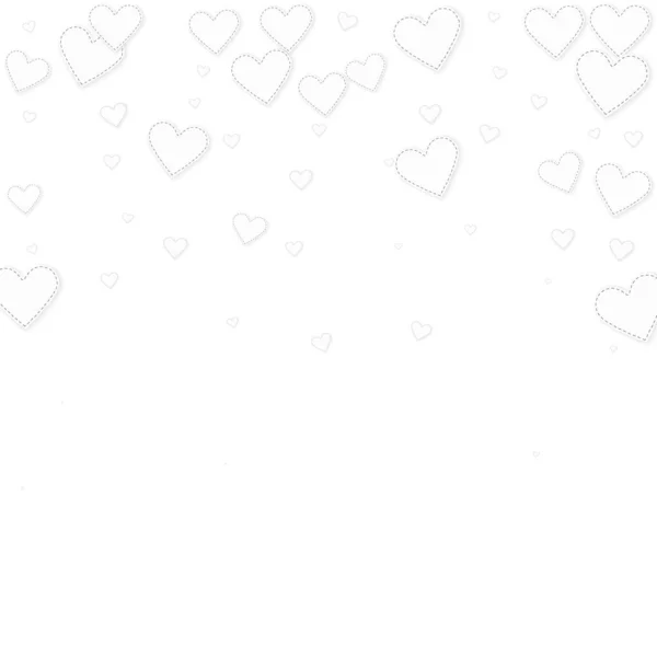 White Heart Love Confettis Valentine Day Falling Rain Cute Background — Stok Vektör
