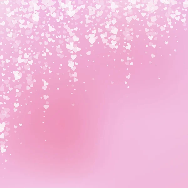 Witte Hart Liefde Confettis Valentijnsdag Vallende Regen Delicate Achtergrond Vallende — Stockvector