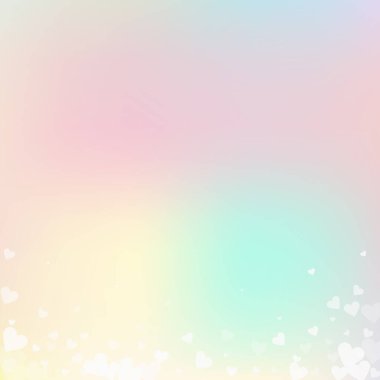 Beyaz kalp konfetileri sever. Sevgililer Günü 'nün değişken geçmişi. Pembe arka planda şeffaf kalp konfetileri. Enfes vektör çizimi.