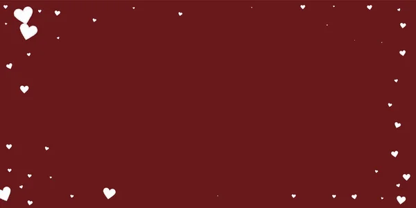 Witte Hart Liefde Confettis Valentijnsdag Vignet Mooie Achtergrond Gevallen Gestikte — Stockvector