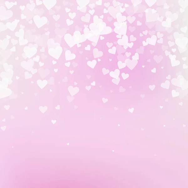 白い心の愛の告白 バレンタインデーの雨が降る素晴らしい背景 ピンクがかった背景に透明感のあるハートのコンフェッティを落下 クールなベクトルイラスト — ストックベクタ